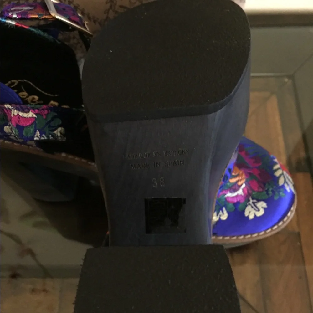 Free People Blue Floral Platform Sandals